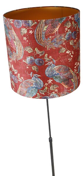 Lampada da terra con paralume nero design pavone rosso 40 cm - Parte
