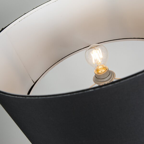 Lampada da terra moderna in ottone con paralume nero - Ilse
