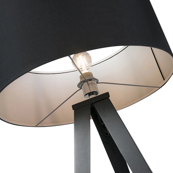 Lampada da terra moderna nera con paralume nero - Ilse