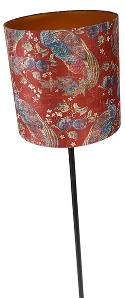 Lampada da terra con paralume nero design pavone rosso 40 cm - Simplo