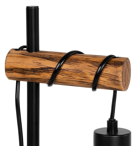 Lampada da tavolo rustica nera con legno - Stronk