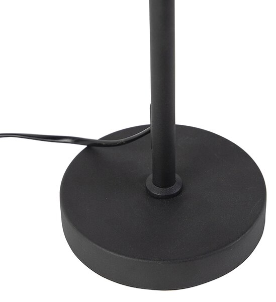 Lampada da Tavolo Nera con Paralume in Velluto, Motivo Foglie e Interno Oro - Parte