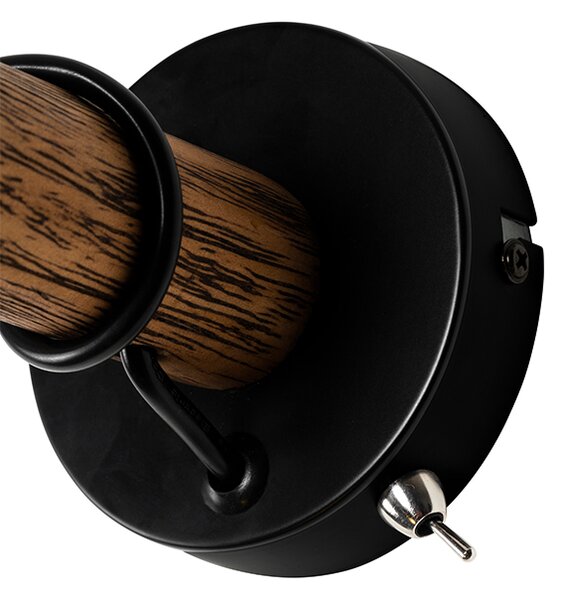 Applique da parete rustica nera con legno - Stronk