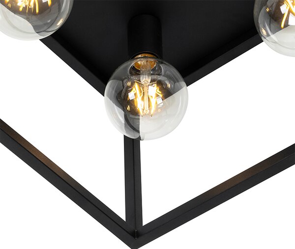 Plafoniera industriale nera 40 cm 4 luci - Cage