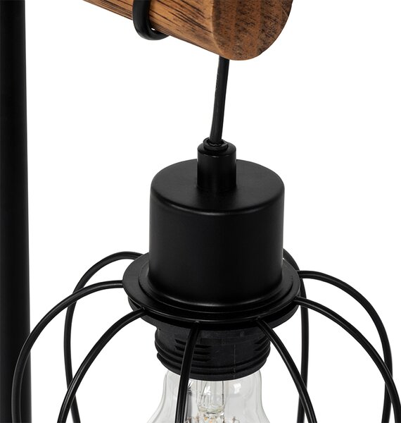Lampada da tavolo rustica nera con legno - Stronk