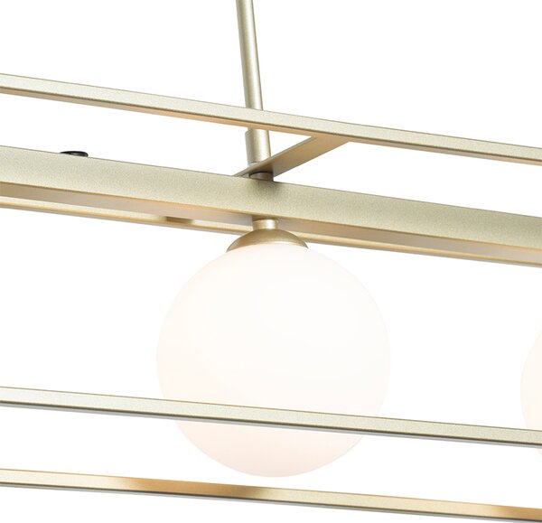 Lampada a sospensione di design oro con vetro bianco 4 luci - Aniek
