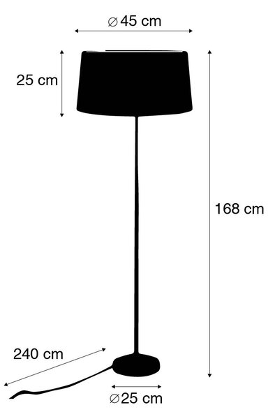 Lampada da terra oro/ottone con paralume nero 45 cm regolabile - Parte