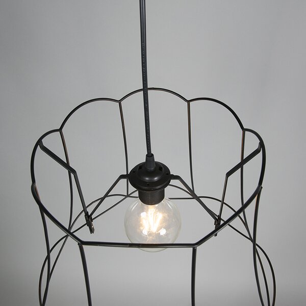 Lampada a sospensione retrò nera 45 cm - Granny Frame