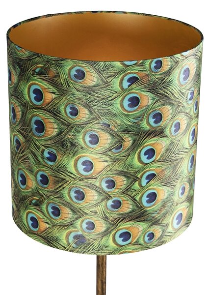 Lampada da terra vintage oro con paralume pavone 40 cm - Simplo