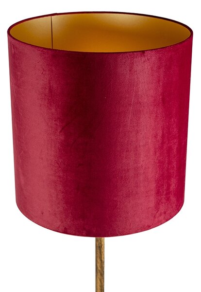 Lampada da terra vintage oro con paralume rosso 40 cm - Simplo