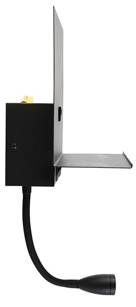 Applique moderna nera con USB e braccio flessibile - Flero
