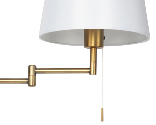 Applique da parete in bronzo con paralume bianco e braccio regolabile - Ladas Deluxe