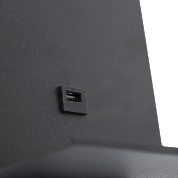 Applique moderna nera con USB e braccio flessibile - Flero