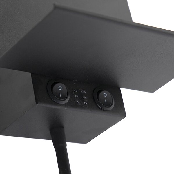 Applique moderna nera con USB e braccio flessibile - Flero