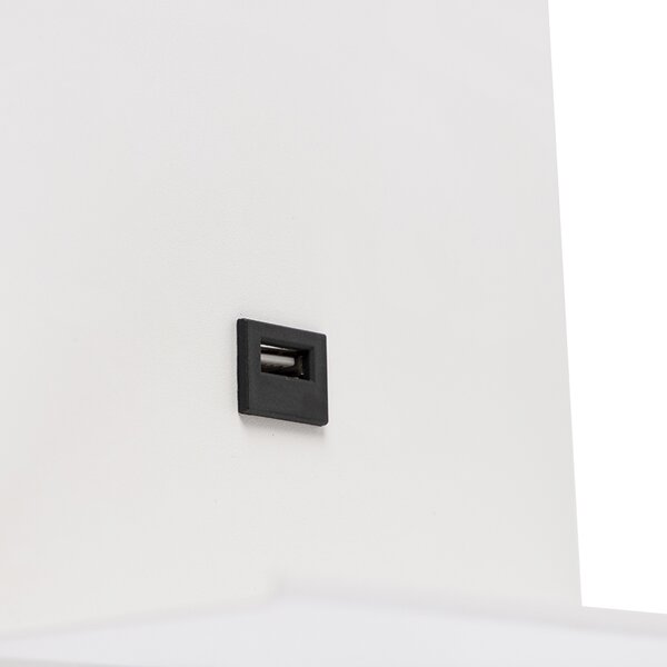 Lampada da parete moderna bianca con USB e braccio flessibile - Flero