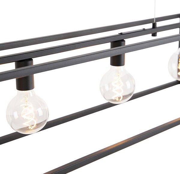 Lampada a sospensione rettangolare moderna nera 5 luci - Cage