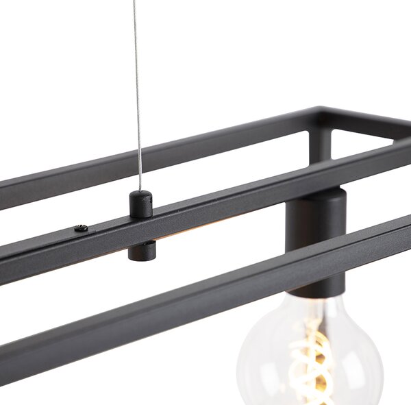 Lampada a sospensione rettangolare moderna nera 5 luci - Cage