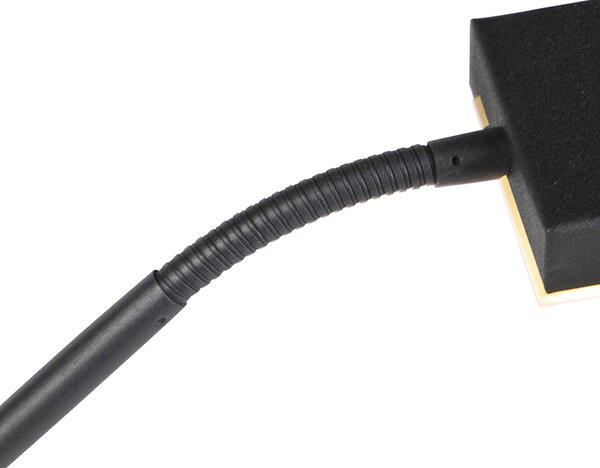 Lampada da terra moderna nera con LED e dimmer con luce di lettura - Jazzy