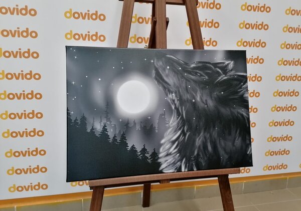 Stampa su tela – Luna dei lupi in bianco e nero