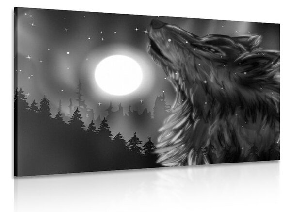 Stampa su tela – Luna dei lupi in bianco e nero