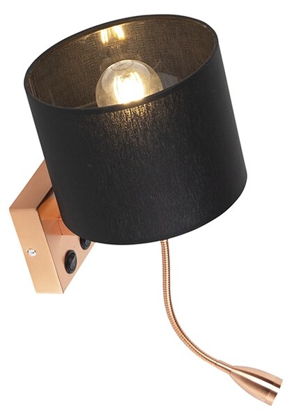 Applique Art Déco rame con paralume nero - Brescia