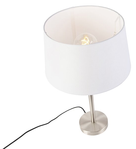 Lampada da tavolo moderna in acciaio con paralume bianco 32 cm - Simplo