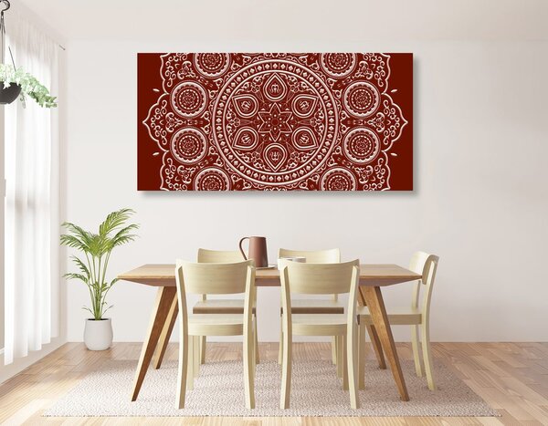 Quadro su tela – Mandala etnica delicata in bordeaux