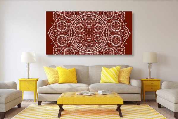 Quadro su tela – Mandala etnica delicata in bordeaux