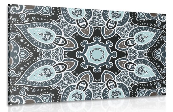 Quadro su tela – Mandala con motivo indiano in azzurro
