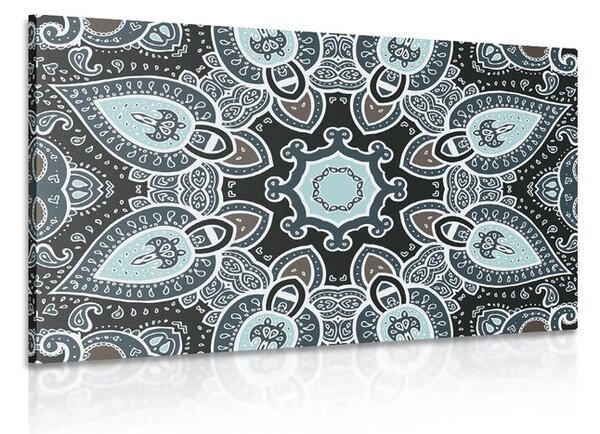Quadro su tela – Mandala con motivo indiano in azzurro