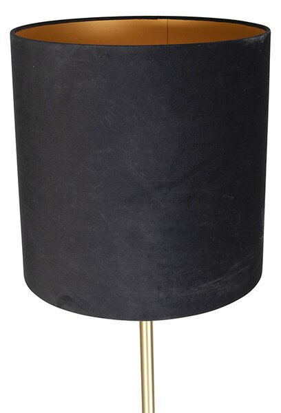Lampada da terra classica ottone con paralume nero 40 cm - Simplo