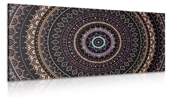 Quadro su tela – Mandala con motivo solare in sfumature viola