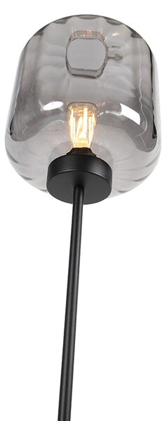 Lampada da terra di design nera con vetro fumé - Qara