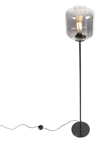 Lampada da terra di design nera con vetro fumé - Qara