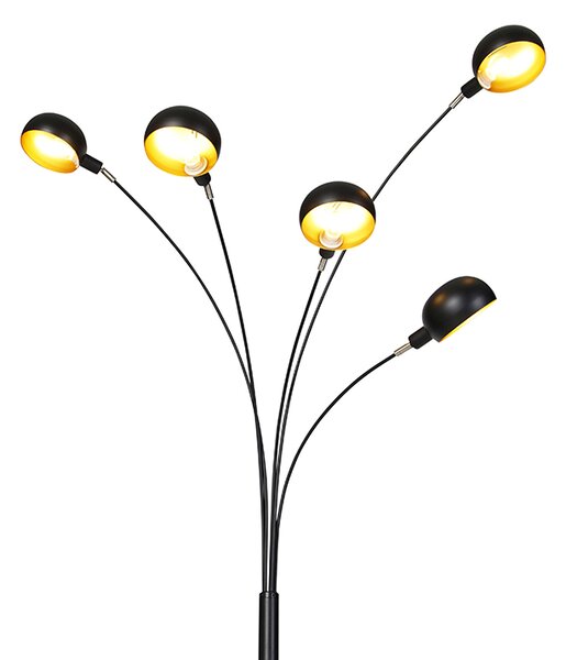 Lampada da terra di design nera 5 luci - Sixties