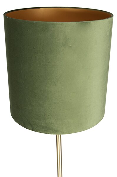 Lampada da terra botanica in ottone con paralume verde 40 cm - Simplo