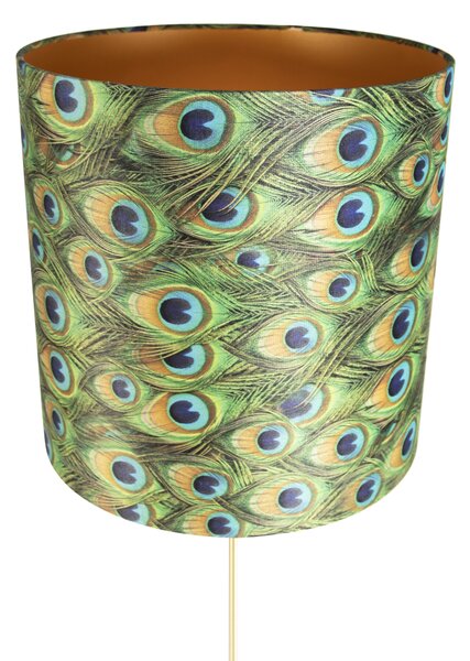 Lampada da terra oro/ottone con paralume in velluto pavone 40/40 cm - Parte