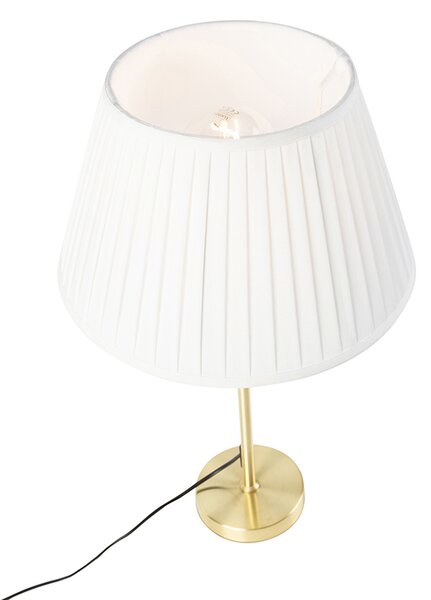 Lampada da tavolo oro/ottone con paralume plissettato crema 35 cm - Parte