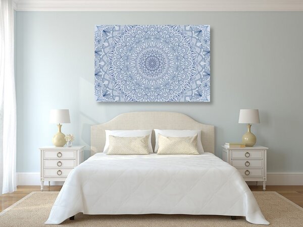 Stampa su tela – Mandala decorativa dettagliata in blu