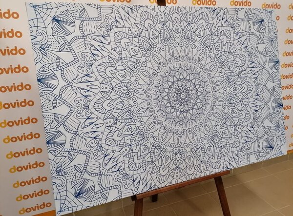 Stampa su tela – Mandala decorativa dettagliata in blu