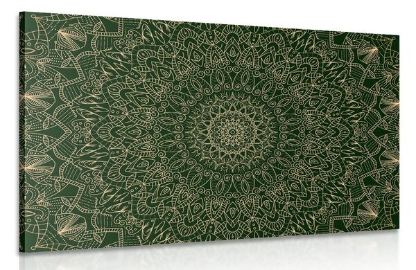 Stampa su tela – Mandala decorativa dettagliata in verde
