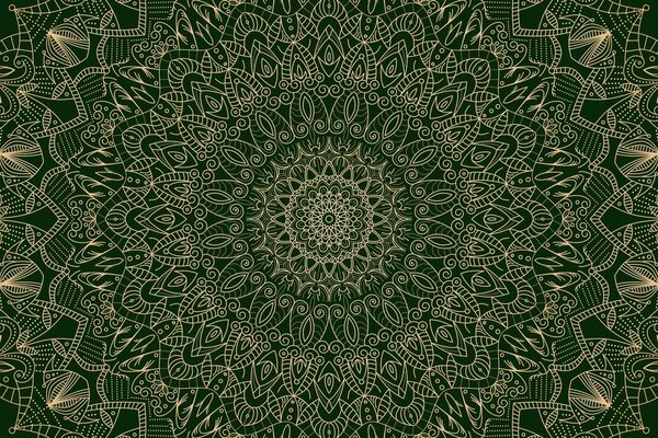 Stampa su tela – Mandala decorativa dettagliata in verde