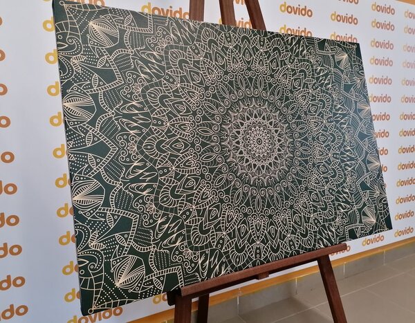 Stampa su tela – Mandala decorativa dettagliata in verde