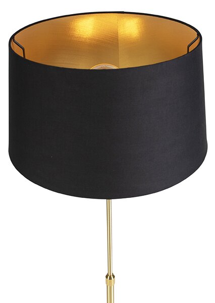 Lampada da terra oro/ottone con paralume nero regolabile 45 cm - Parte