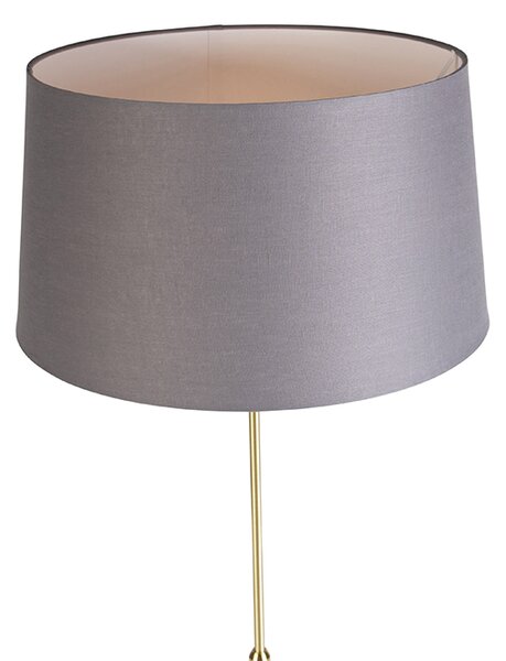 Lampada da terra oro/ottone con paralume in lino grigio 45 cm - Parte