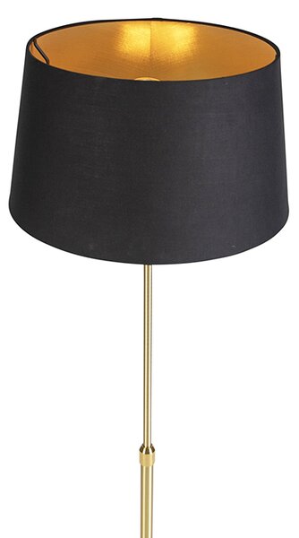 Lampada da terra oro/ottone con paralume nero 35 cm regolabile - Parte