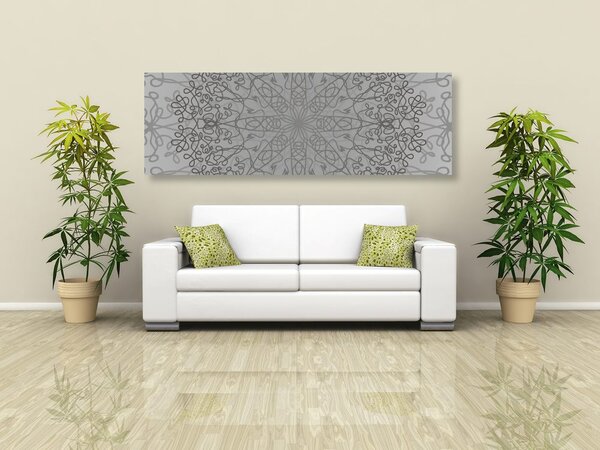 Quadro su tela – Ornamento circolare grigio