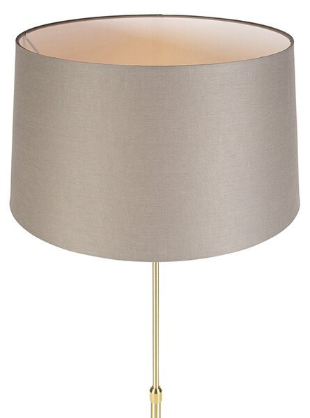Lampada da terra oro/ottone con paralume in lino color tortora 45 cm - Parte