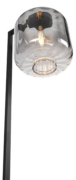 Lampada da terra di design nera con vetro fumé - Qara Down