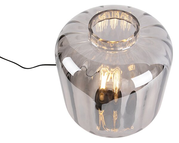 Lampada da tavolo di design nera con vetro fumé - Qara